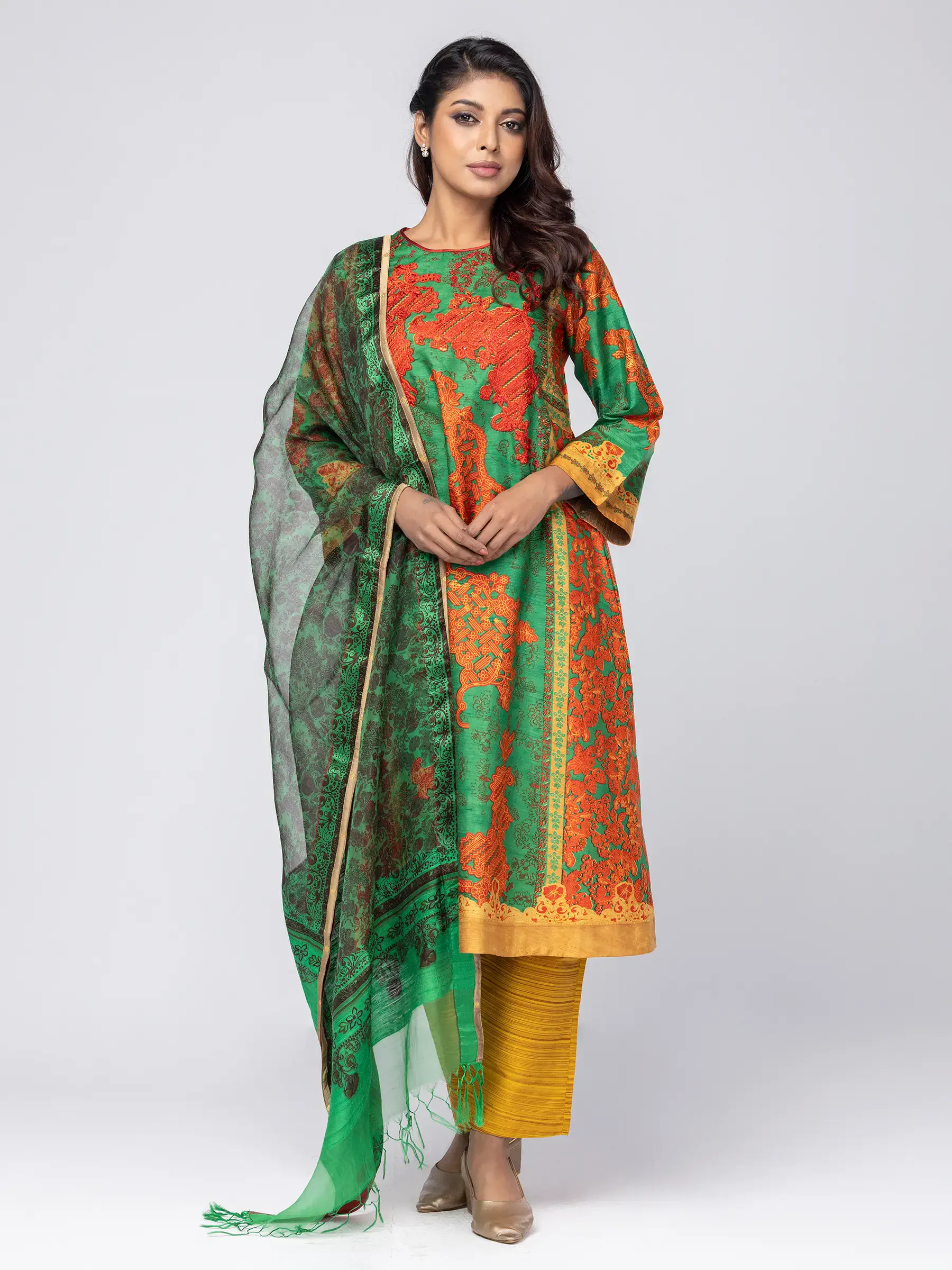 Green Ornamenta Theme Shalwar Kameez